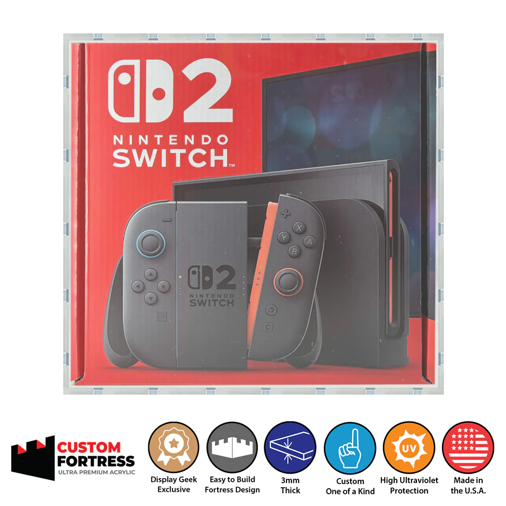 Custom Acrylic Hard Case for NINTENDO SWITCH 2 Video Game Console (3mm thick, UV Resistant) Fits 8.7h x 8.9w x 4.3d