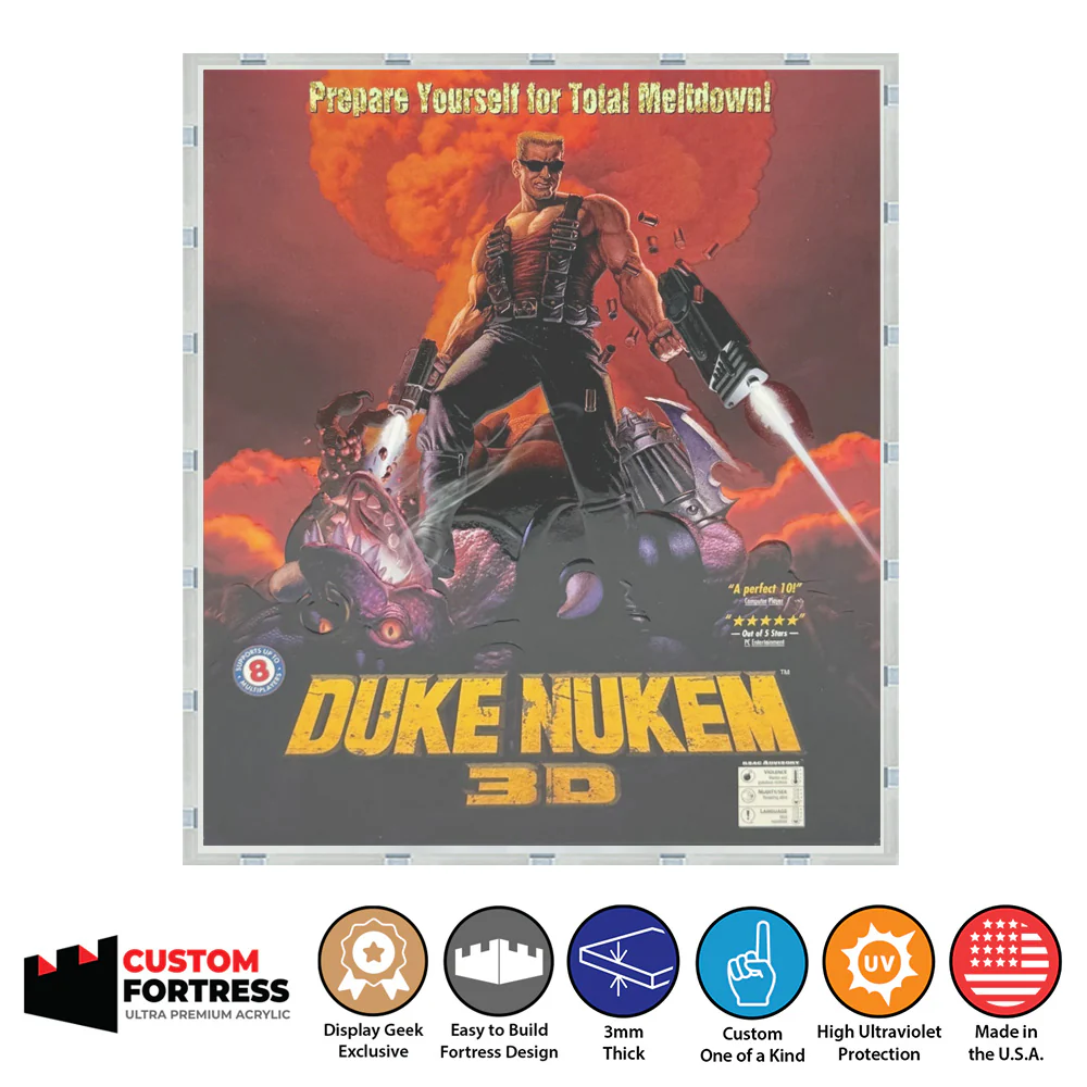 Custom Acrylic Hard Case for DUKE NUKEM 3D PC BIG BOX Video Game Box (3mm thick, UV Resistant) Fits 10.25h x 8.8w x 1.75d