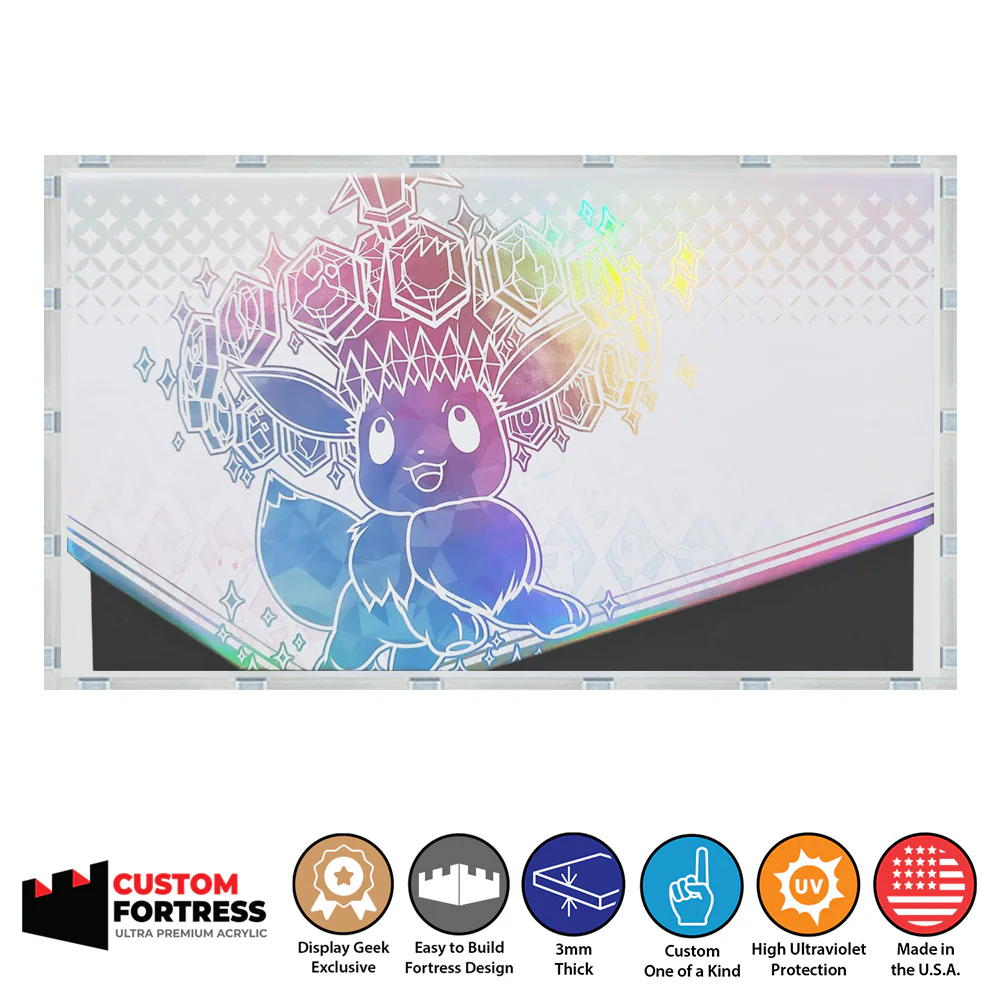 Custom Acrylic Hard Case for POKEMON TCG ELITE TRAINER BOX EMPTY REASSEMBLED (3mm thick, UV Resistant) Fits 4.3h x 7.3w x 3.3d