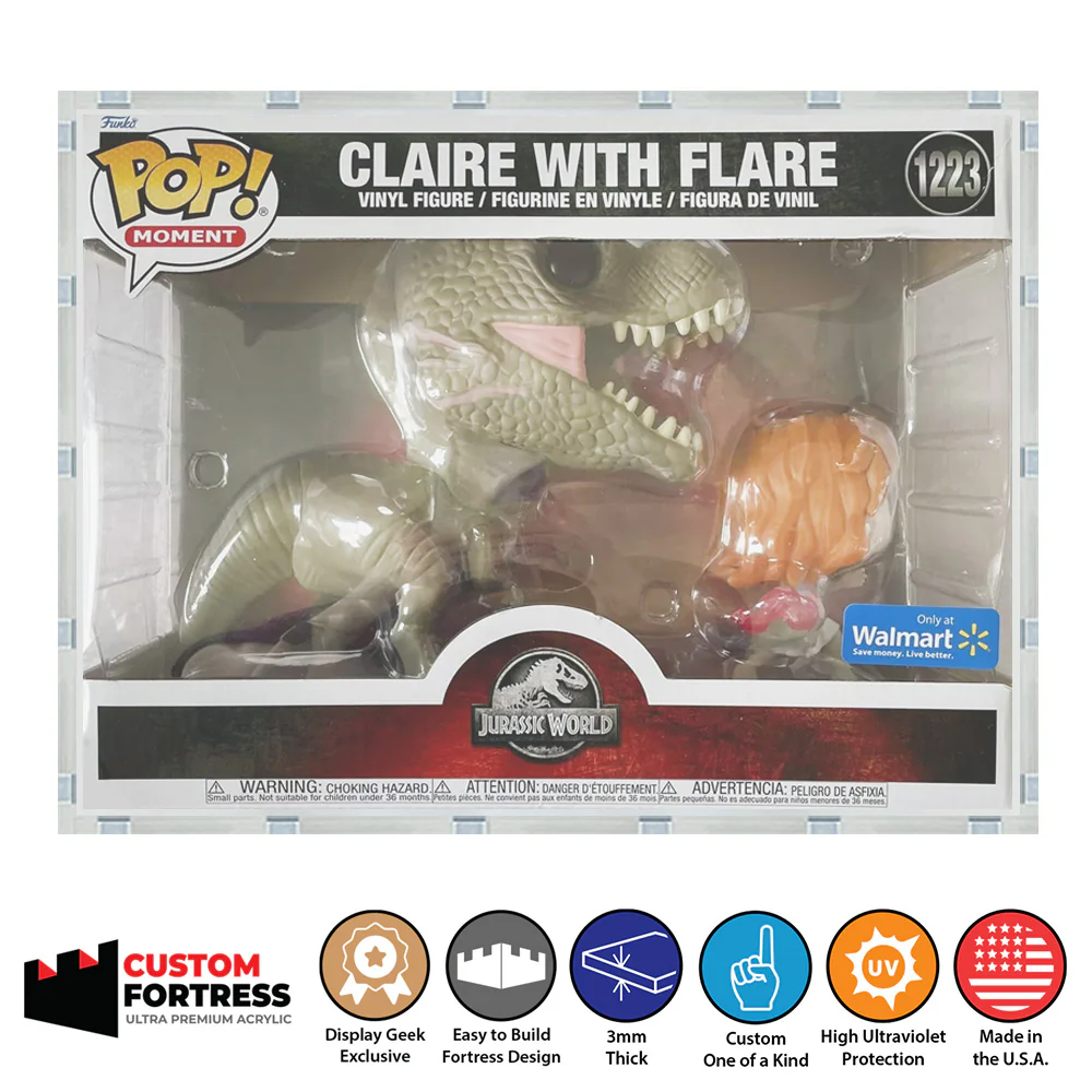 Custom Acrylic Hard Case for POP MOMENT CLAIRE FLARE #1223 Funko Pop Grail Boxes (3mm thick, UV Resistant) Fits 7.75h x 10.25w x 5.25d