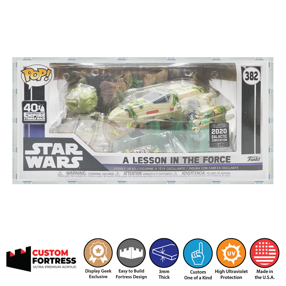 Custom Acrylic Hard Case for POP MOVIE MOMENTS LESSON IN THE FORCE #382 Funko Pop Grail Boxes (3mm thick, UV Resistant) Fits 6h x 12.25w x 10.25d
