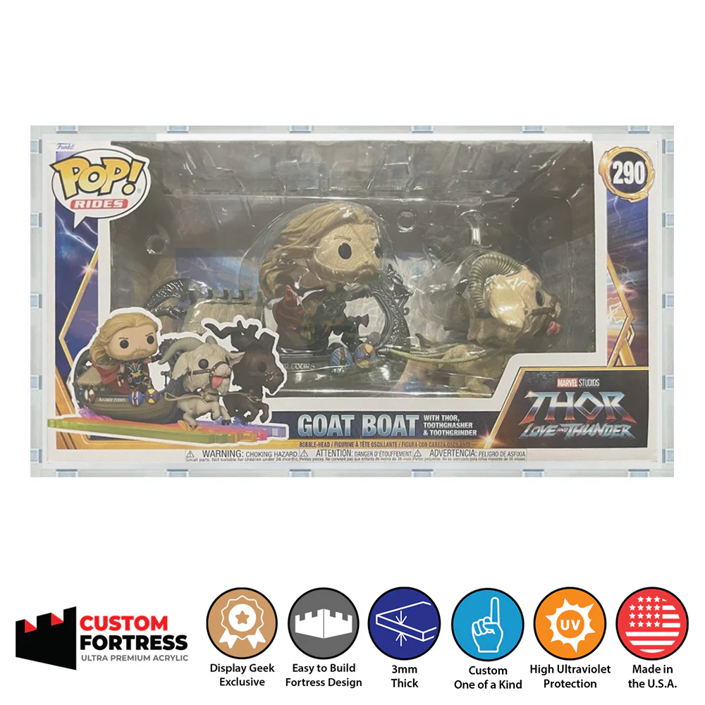 Custom Acrylic Hard Case for POP RIDES GOAT BOAT #290 Funko Pop Grail Boxes (3mm thick, UV Resistant) Fits 7.25h x 13.6w x 7.25d