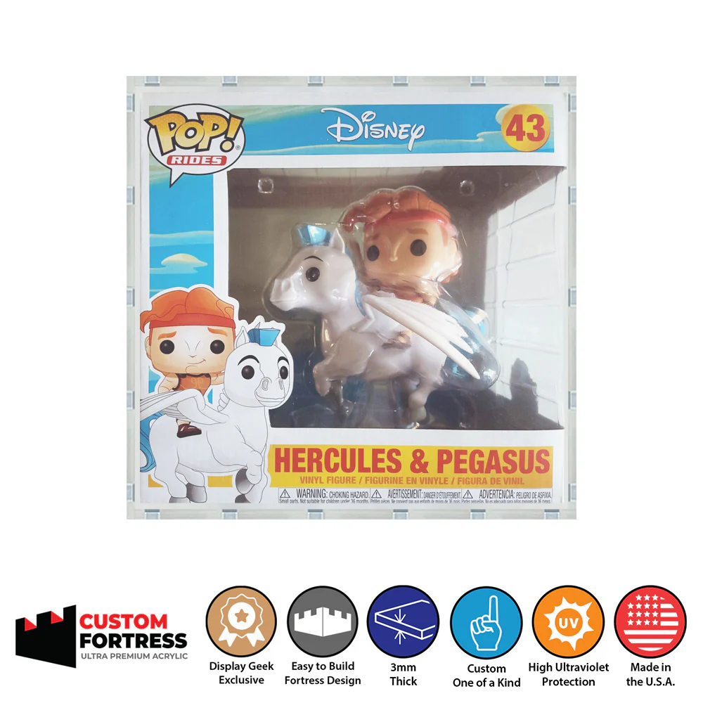 Custom Acrylic Hard Case for POP RIDES HERCULES & PEGASUS #43 Funko Pop Grail Boxes (3mm thick, UV Resistant) Fits 8.25h x 8.5w x 7d