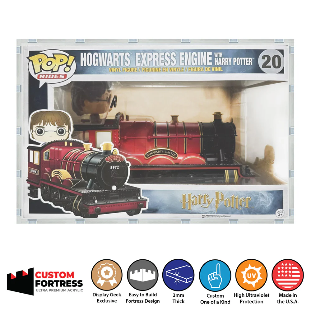 Custom Acrylic Hard Case for POP RIDES HOGWARTS EXPRESS Funko Pop Grail Boxes (3mm thick, UV Resistant) Fits 7.5h x 10.5w x 8d