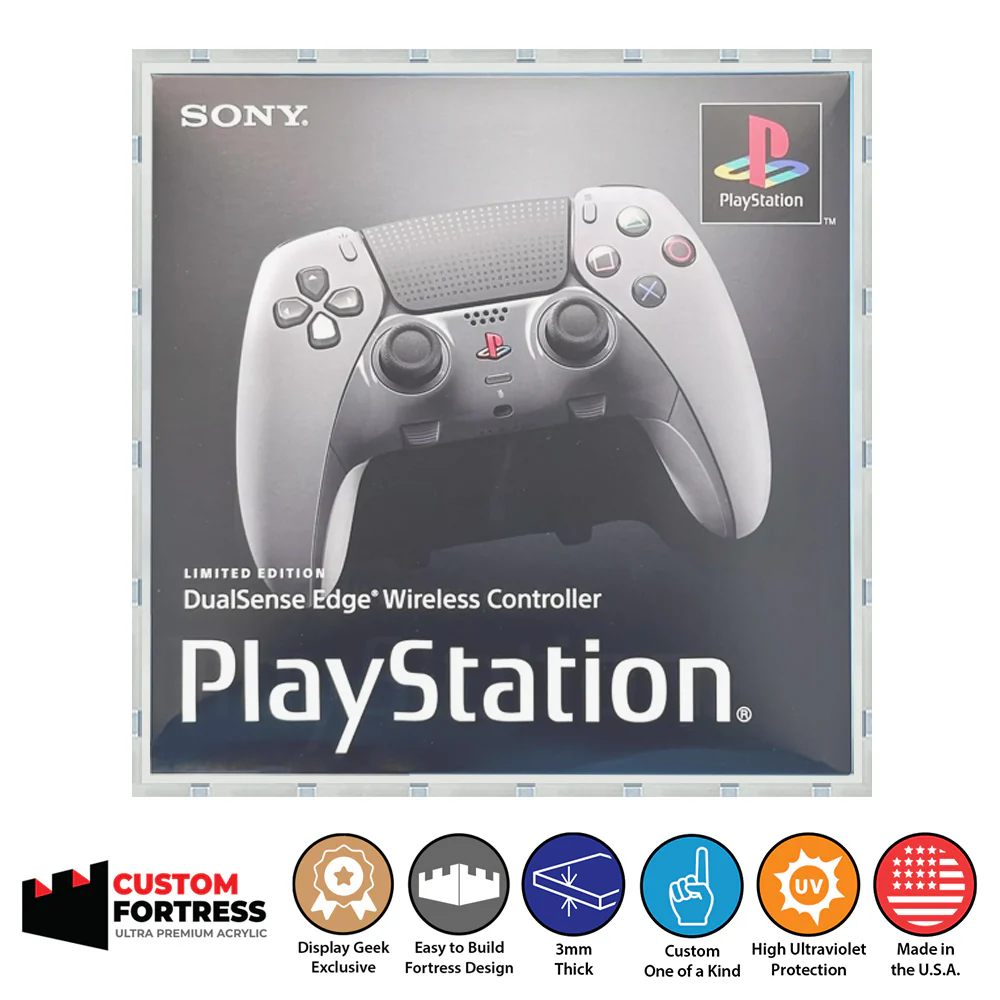 Custom Acrylic Hard Case for PS5 30th Anniversary Edition DualSense Edge Controller Box (3mm thick, UV Resistant) Fits 7.75h x 4w x 7.75d