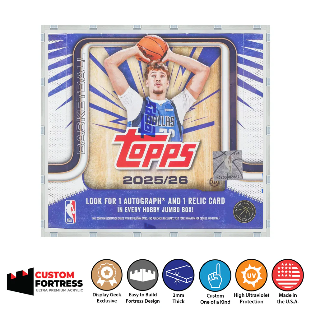 Custom Acrylic Hard Case for TOPPS BASKETBALL 2025-26 Jumbo Trading Card Box (3mm thick, UV Resistant) Fits 5h x 5.5w x 3.75d