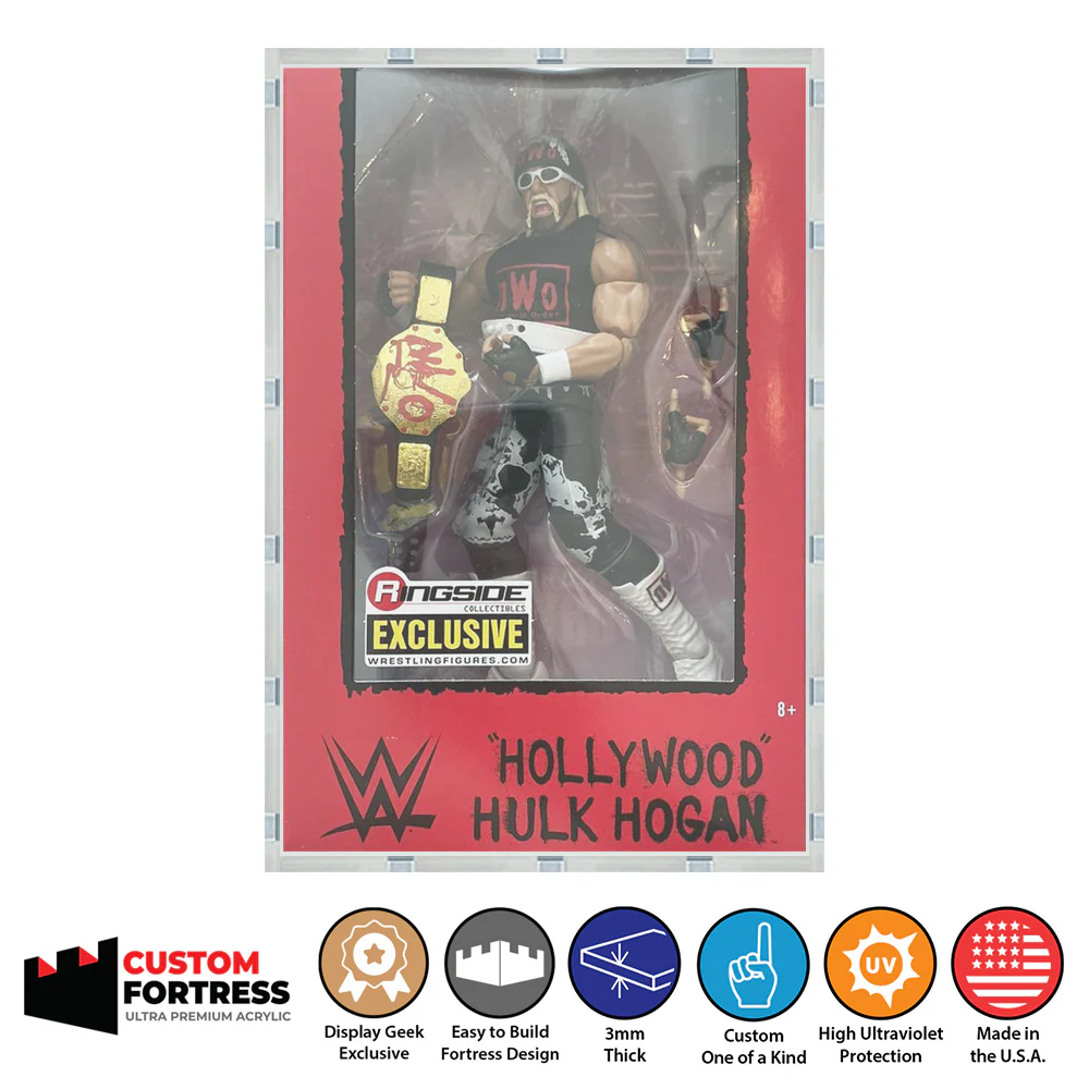 Custom Acrylic Hard Case for WOLFPAC HOLLYWOOD HULK HOGAN Mattel Boxes (3mm thick, UV Resistant) Fits 9.2h x 5.4w x 2.5d