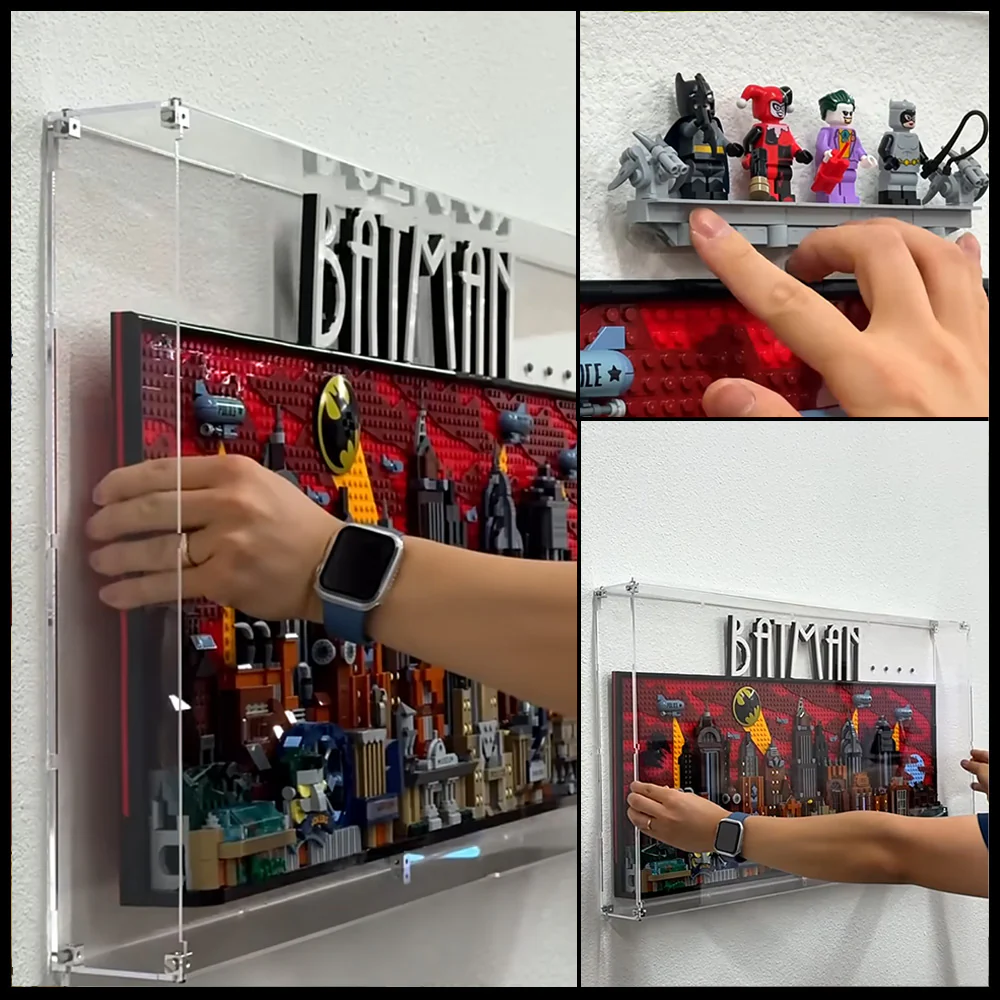 Custom Acrylic Wall Mount Display for LEGO Model 76271 - Batman The Animated Series Gotham City (3mm thick, UV Resistant) 18h x 32w x 3.25d - Image 2