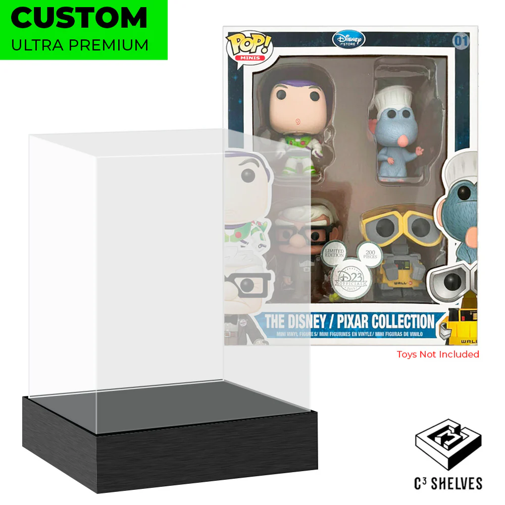 DISNEY PIXAR COLLECTION - Custom Ultra Premium Acrylic Display Case for Funko Grails. (Fits 7.75h x 6.25w x 2.5d)