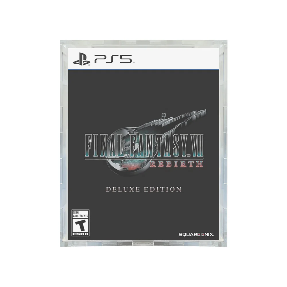 Custom Acrylic Hard Case for FFVII REBIRTH DELUXE FOR PS5 Video Game Boxes (4.5mm thick) Fits 6.75h x 5.5w x 2.5d