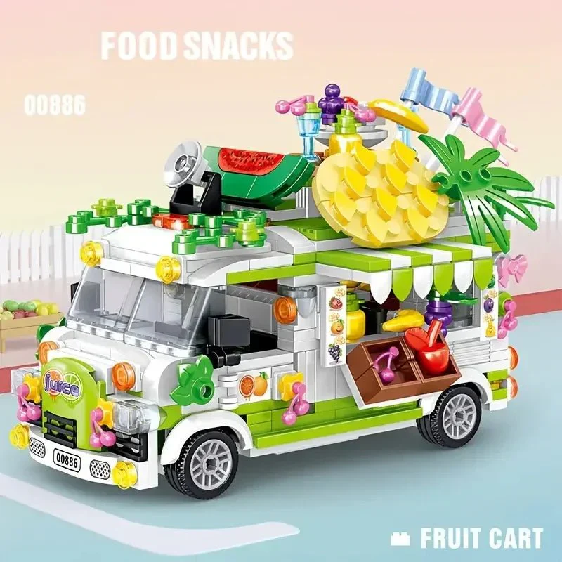 Fruit Cart Food Truck (Over 500 Pieces) - Custom Building Blocks Mini Figures Compatible with LEGO