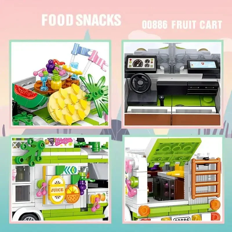 Fruit Cart Food Truck (Over 500 Pieces) - Custom Building Blocks Mini Figures Compatible with LEGO - Image 5