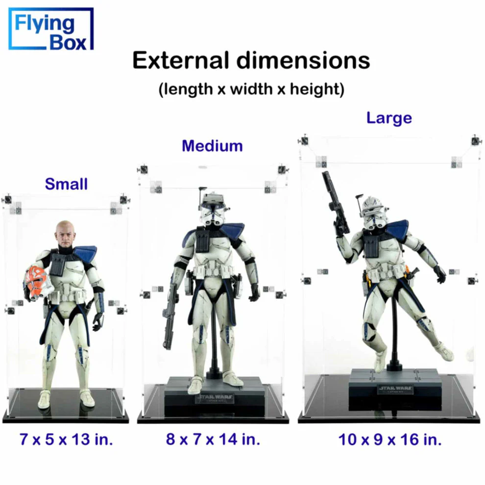 Custom Acrylic Display Case for HOT TOYS 1/6 Sixth Scale LARGE SIZE Sideshow Boxes (3mm thick, UV Resistant) Fits 15.7h x 9w x 8d - Image 2