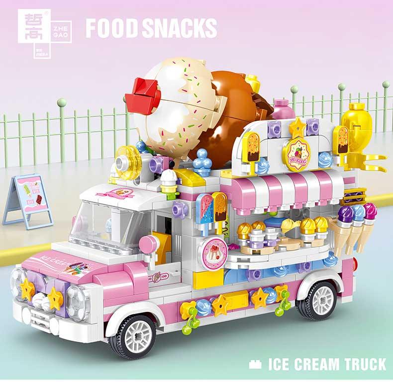 Ice Cream Truck (Over 500 Pieces) - Custom Building Blocks Mini Figures Compatible with LEGO