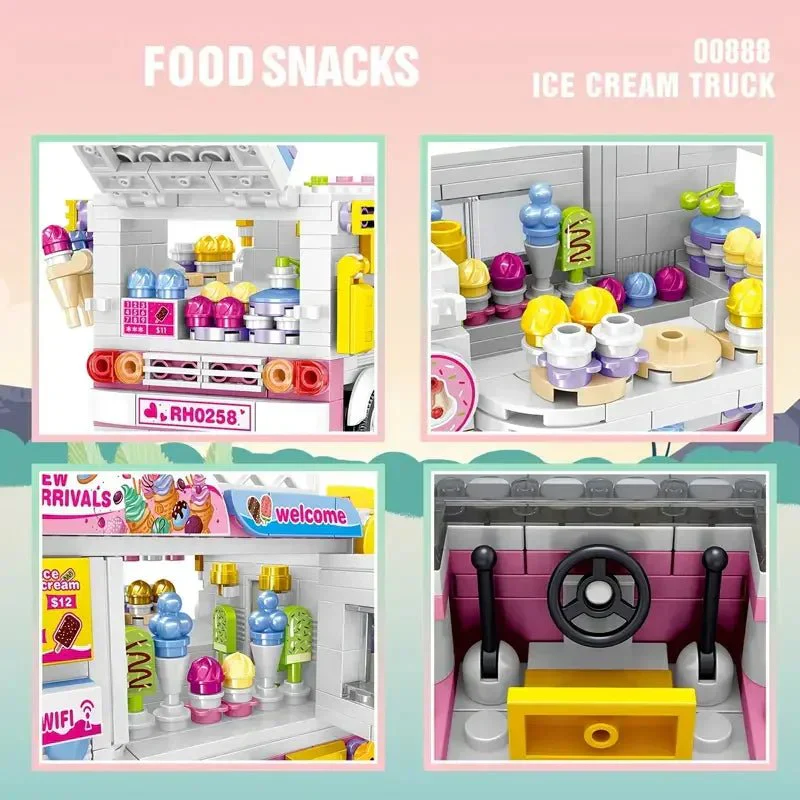 Ice Cream Truck (Over 500 Pieces) - Custom Building Blocks Mini Figures Compatible with LEGO - Image 6