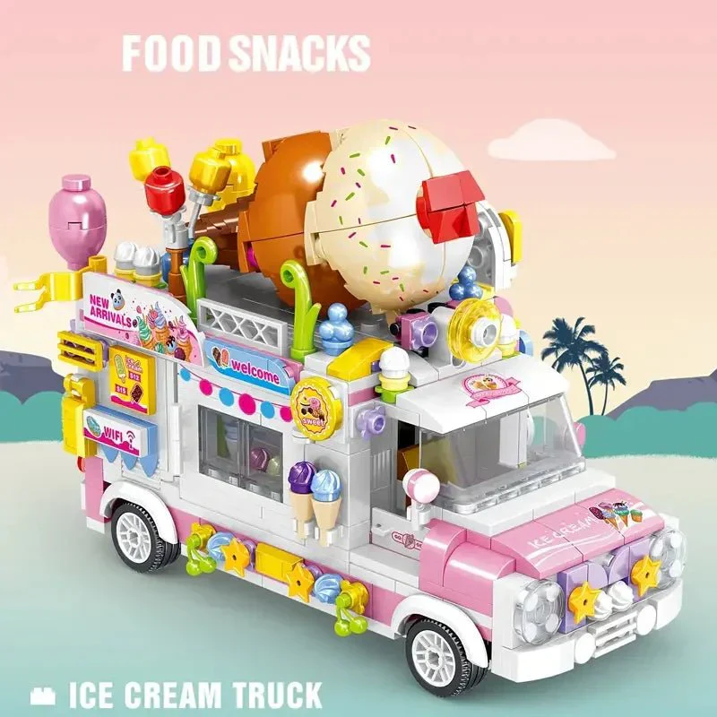 Ice Cream Truck (Over 500 Pieces) - Custom Building Blocks Mini Figures Compatible with LEGO - Image 7