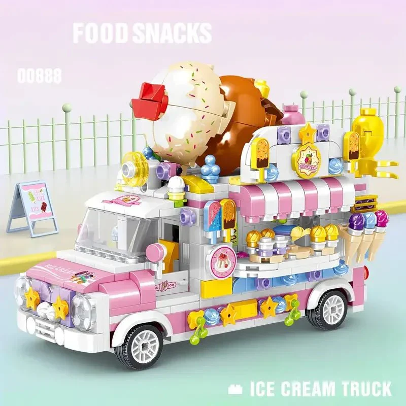 Ice Cream Truck (Over 500 Pieces) - Custom Building Blocks Mini Figures Compatible with LEGO - Image 8