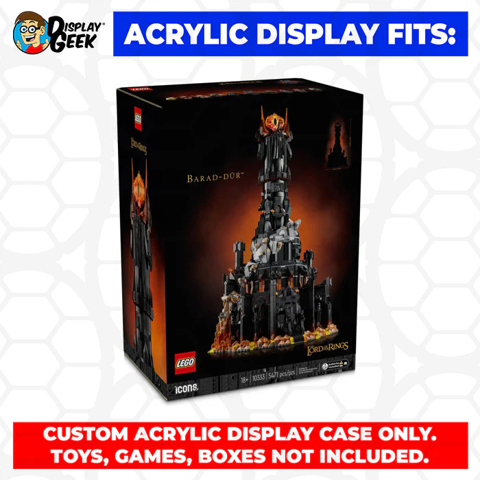 Custom Acrylic Display Case for LEGO Model 10333 - The Lord of The Rings Barad-dur (3mm thick, UV Resistant) 33.7h x 19.5w x 13.7d - Image 10