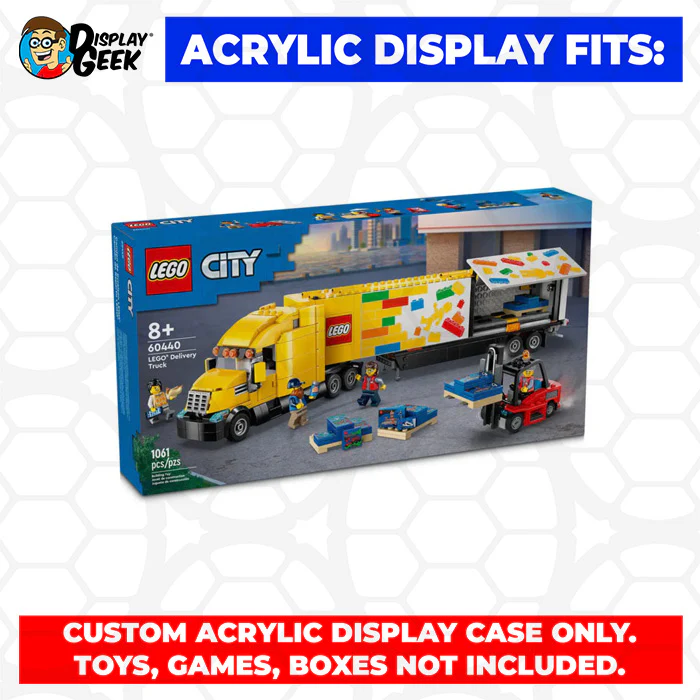 Custom Acrylic Display Case for LEGO Model 60440 - City Yellow Delivery Truck (3mm thick, UV Resistant) 7.5h x 20w x 6.5d - Image 8