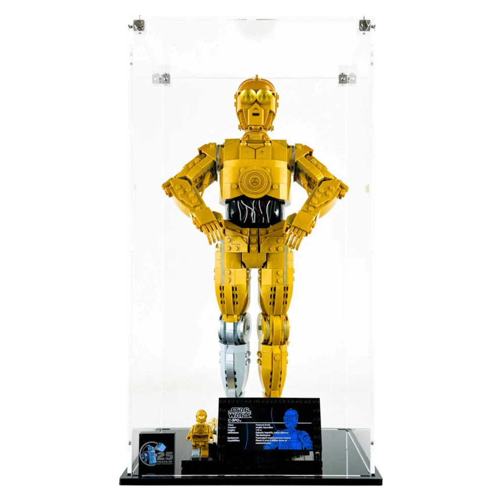 Custom Acrylic Display Case for LEGO Model 75398 - C-3PO (3mm thick, UV Resistant) 16h x 8.5w x 6.5d