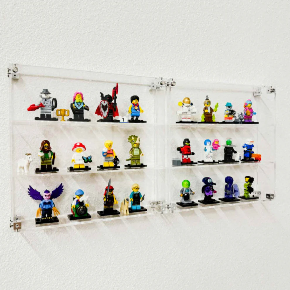 Custom Acrylic Wall Mount Display for LEGO Minifigures x 12 (3mm thick, UV Resistant) 9h x 9.5w x 2d - Image 2