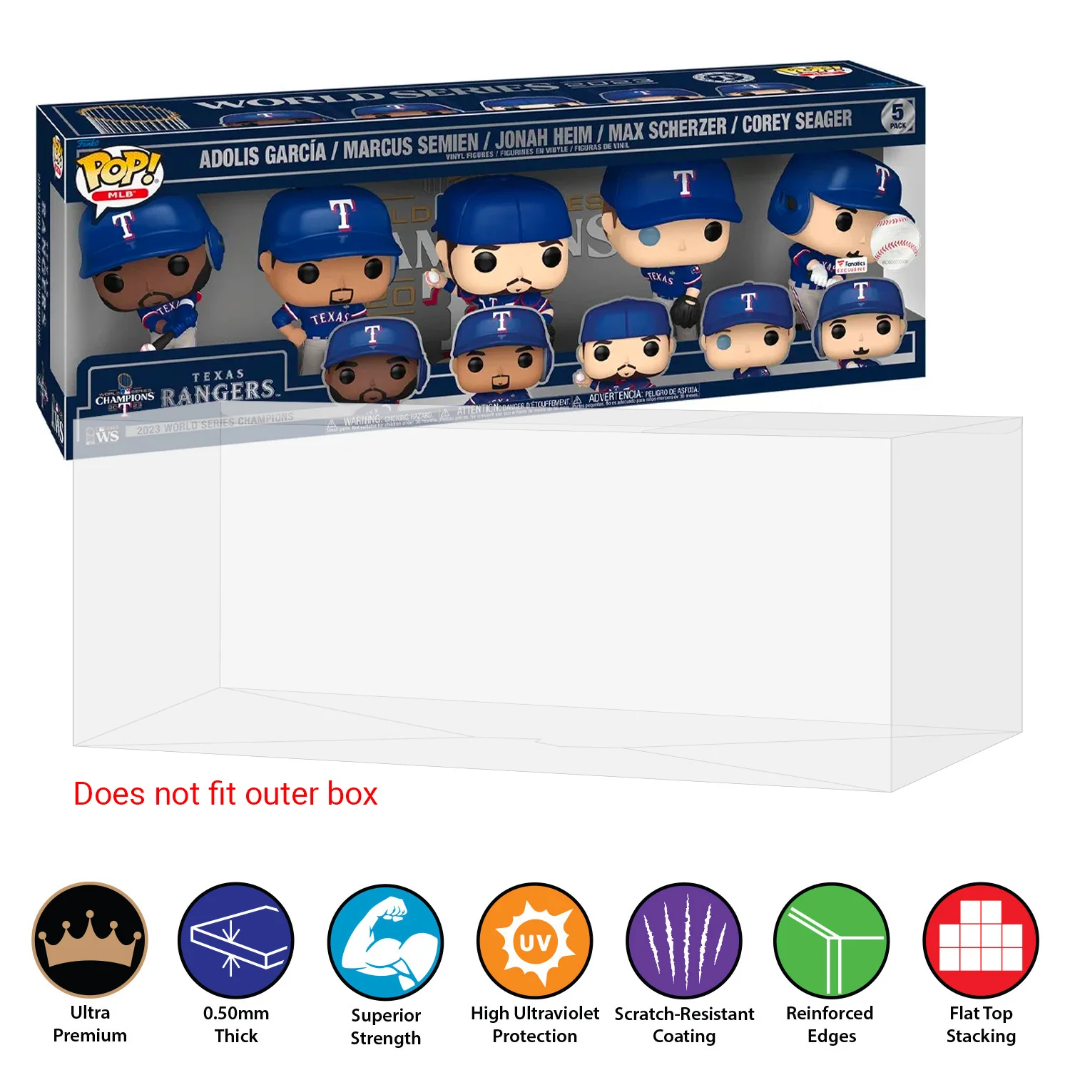 **REPLACED WITH 0.60MM** 5 PACK Pop Protectors for Funko (0.50mm thick, UV & Scratch Resistant) 6.25h x 17.5w x 3.5d