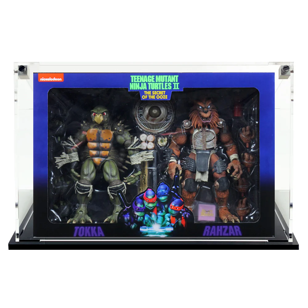 Custom Acrylic Display Case for NECA TOKKA & RAHZAR 1:12 Scale NECA Toys Boxes (3mm thick, UV Resistant) Fits 9.625h x 14.125w x 5.5d