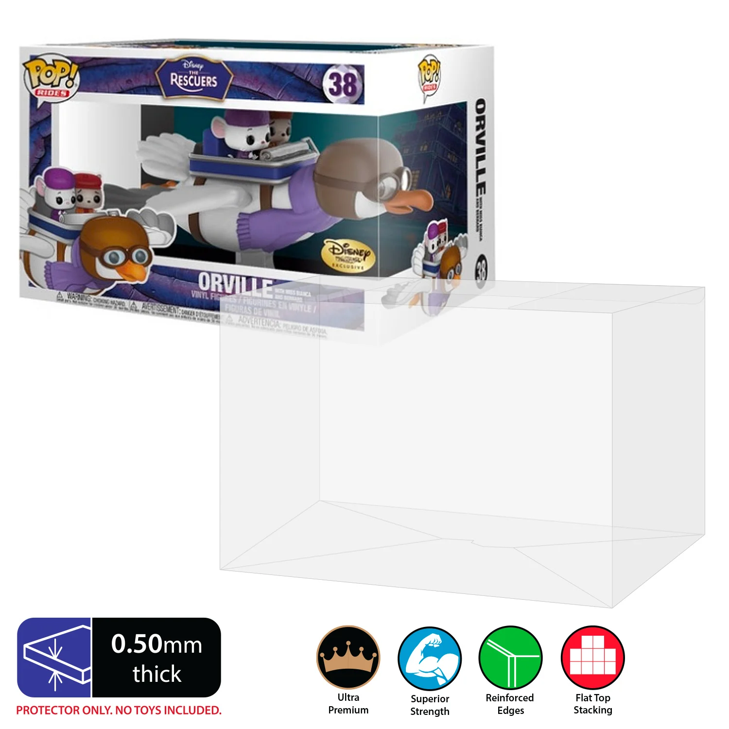 POP RIDES (ORVILLE/ORACLE) Pop Protectors for Funko (0.50mm thick) 7.25h x 10.75w x 8.125d - Image 2