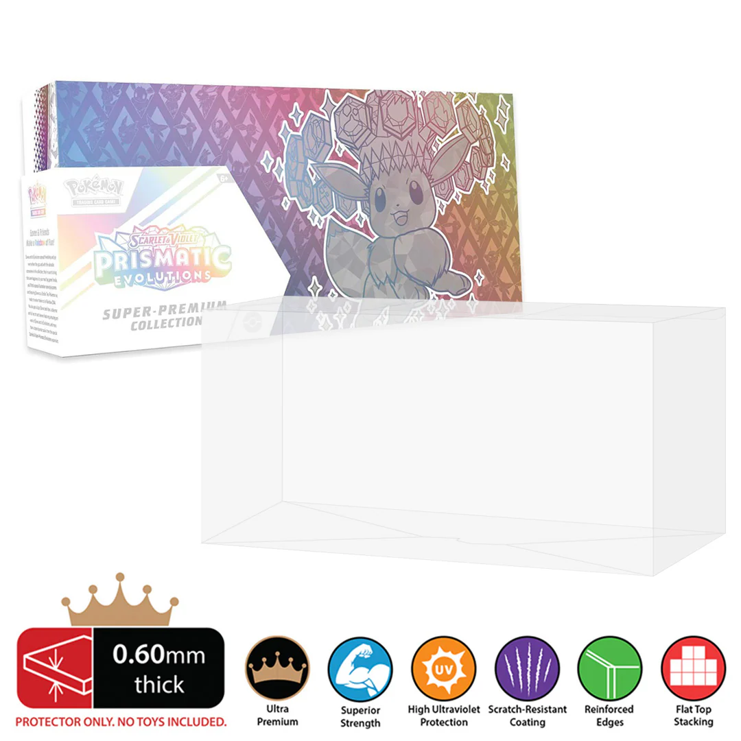 POKEMON TCG Prismatic Evolutions Super Premium Collection Box Protectors (0.50mm thick) 6.8h x 14.4w x 3.25d