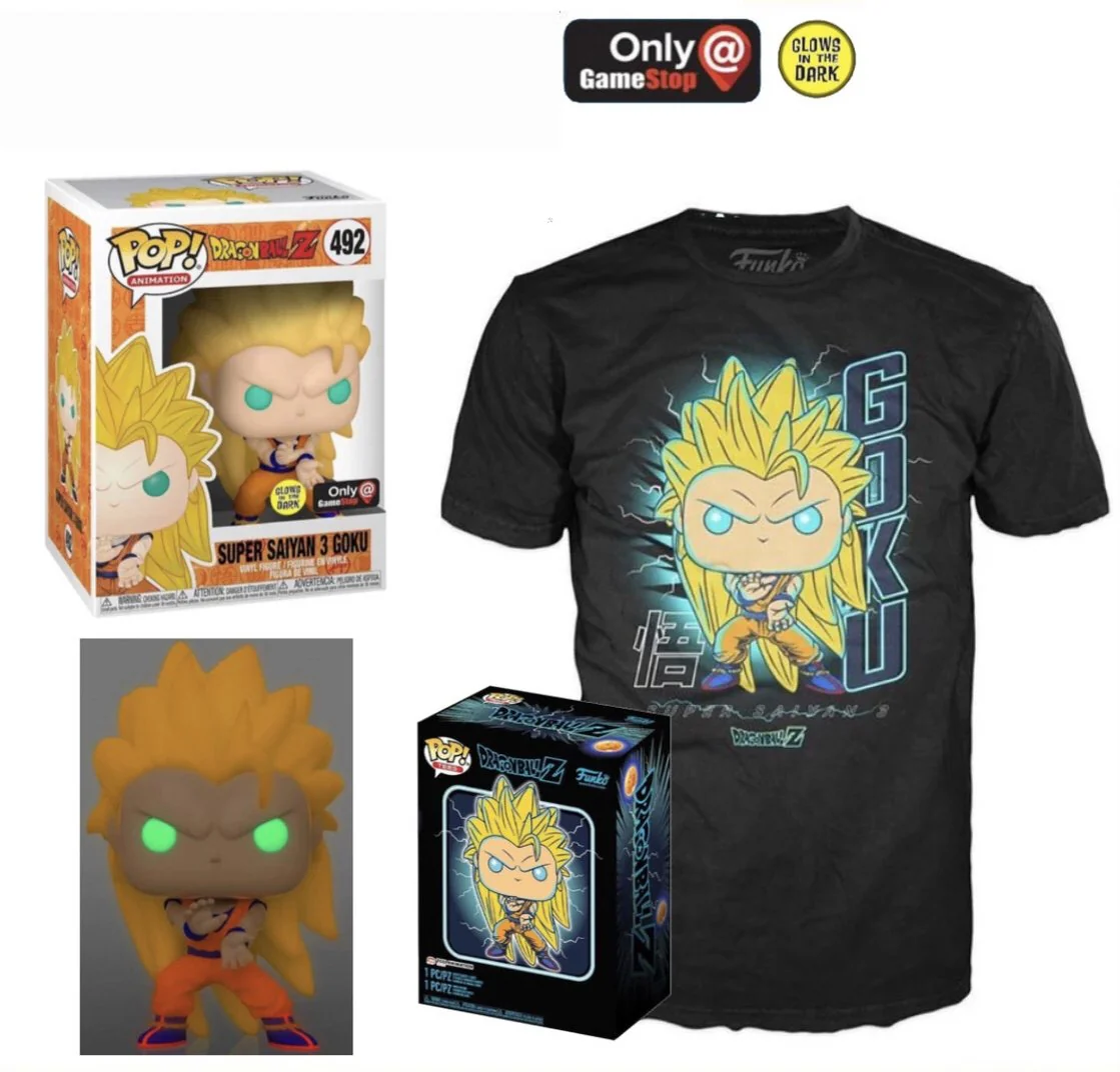 Super Saiyan 3 Goku Glow in the Dark Pop and Tee Size L GameStop