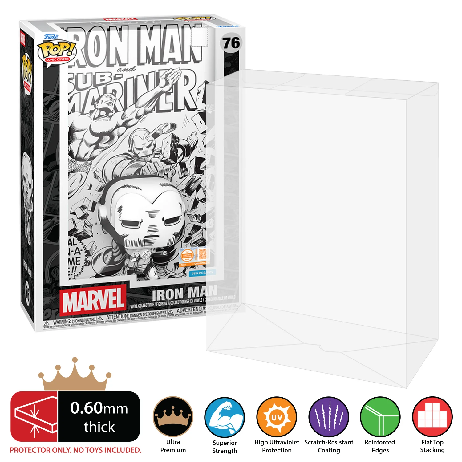 POP COMIC COVERS Pop Protectors for Funko (0.60mm thick, UV & Scratch Resistant) 11h x 7w x 3.4d