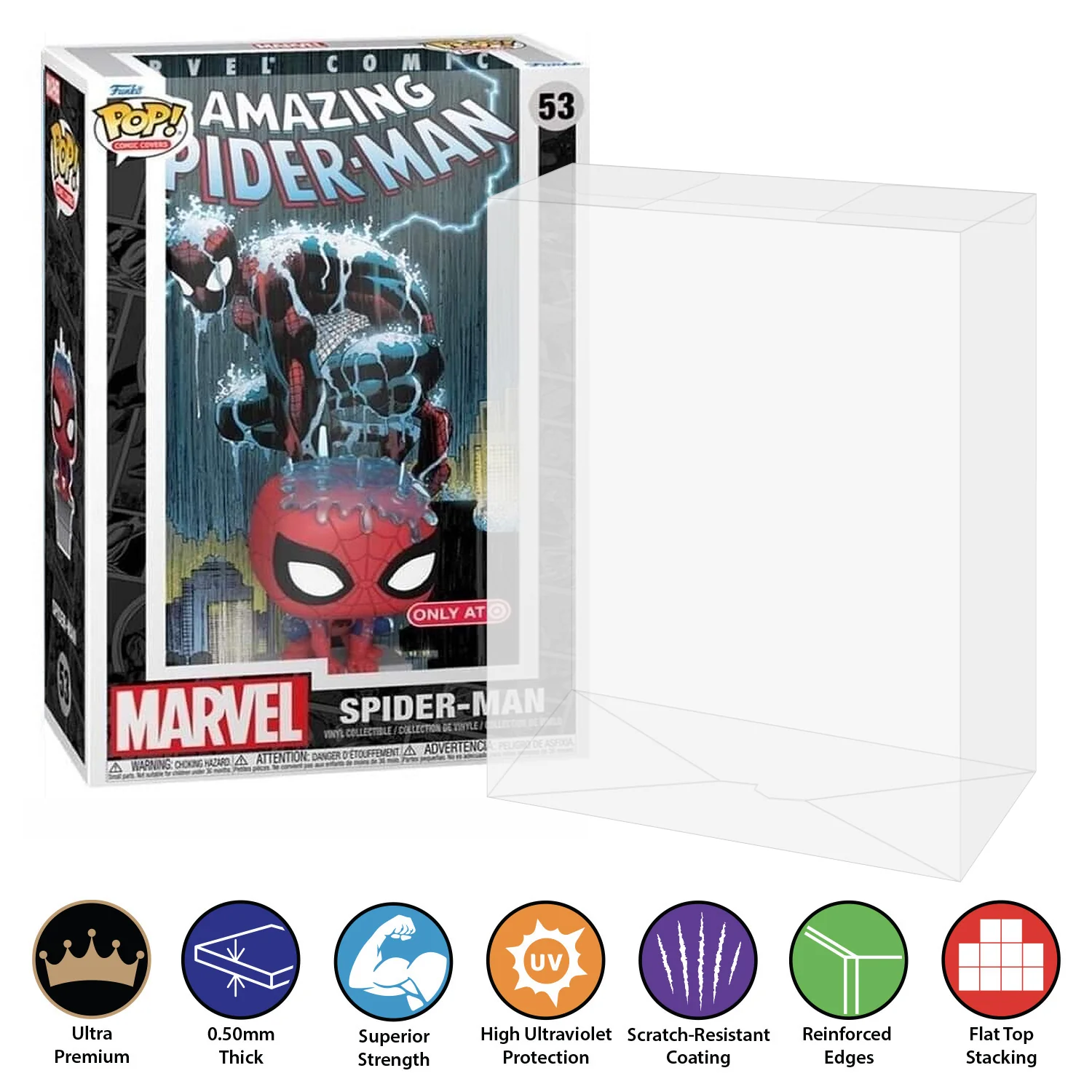 **REPLACED WITH 0.60MM** POP COMIC COVERS Pop Protectors for Funko (0.50mm thick, UV & Scratch Resistant) 11h x 7w x 3.4d