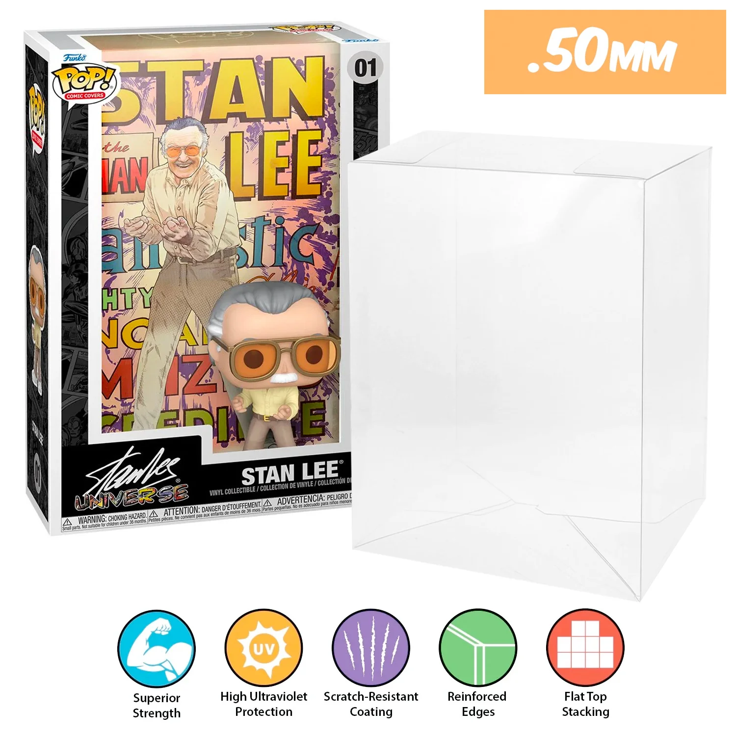 **REPLACED WITH 0.60MM** POP COMIC COVERS Pop Protectors for Funko (0.50mm thick, UV & Scratch Resistant) 11h x 7w x 3.4d - Image 8