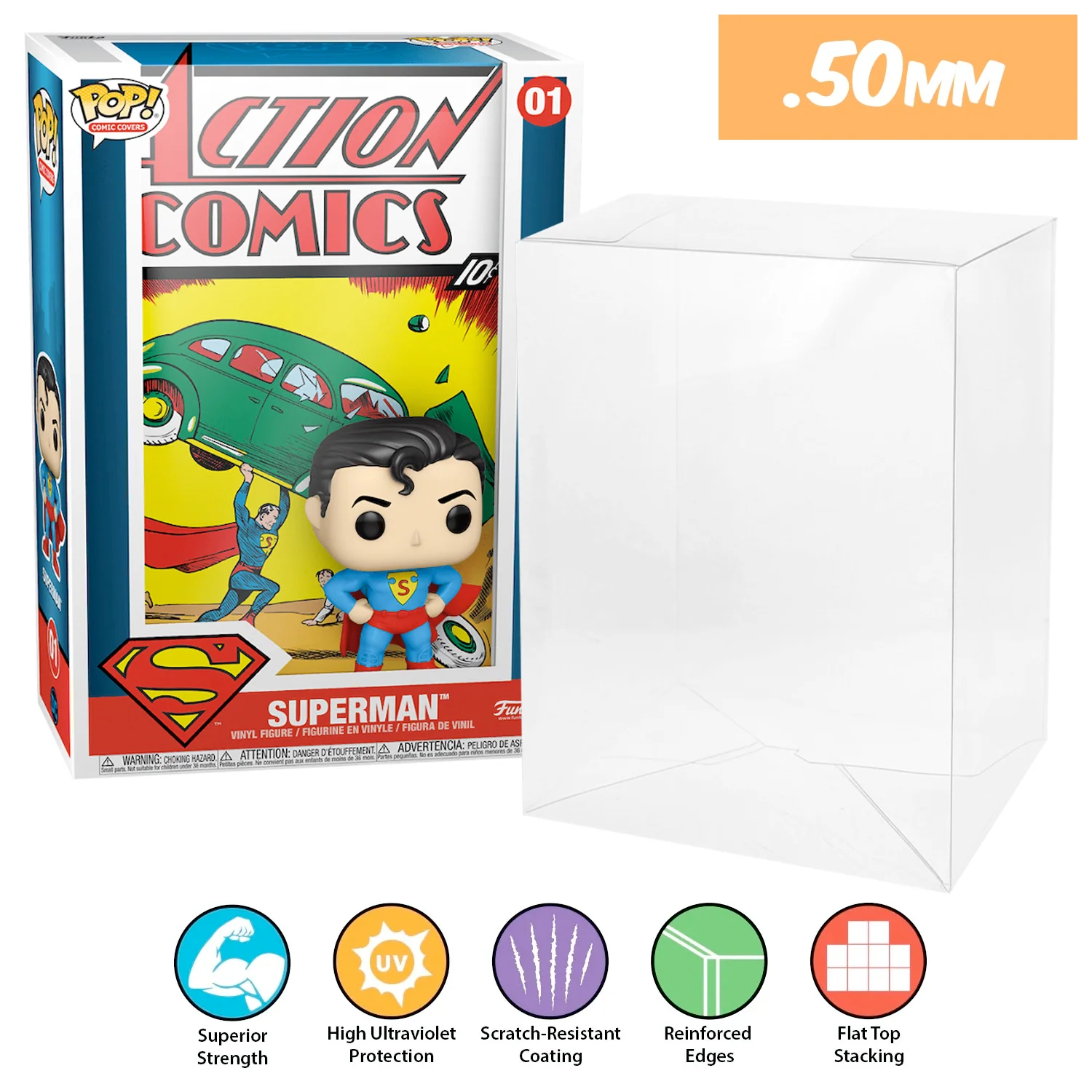 **REPLACED WITH 0.60MM** POP COMIC COVERS Pop Protectors for Funko (0.50mm thick, UV & Scratch Resistant) 11h x 7w x 3.4d - Image 9