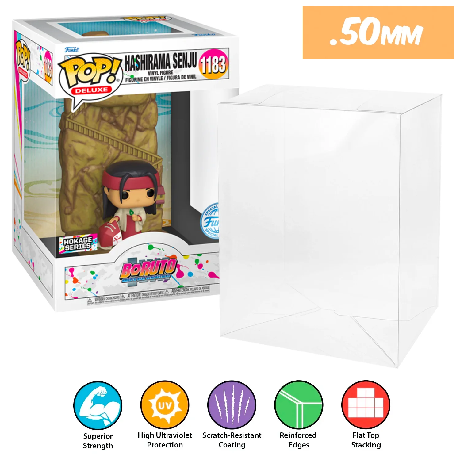POP DELUXE HOKAGE Pop Protectors for Funko (0.50mm thick, UV & Scratch Resistant) 10h x 7.5w x 6.75d - Image 5