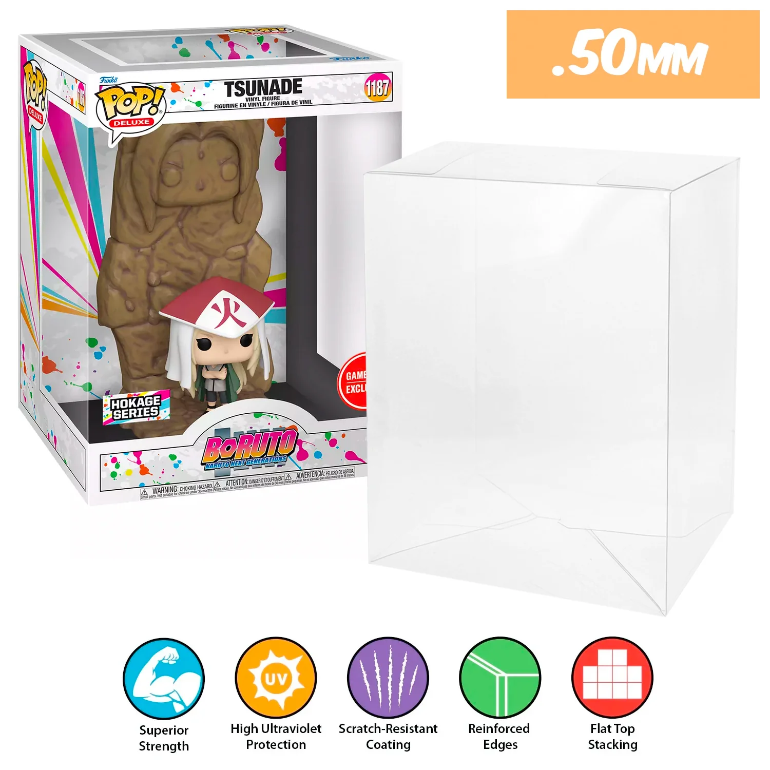 POP DELUXE HOKAGE Pop Protectors for Funko (0.50mm thick, UV & Scratch Resistant) 10h x 7.5w x 6.75d - Image 7