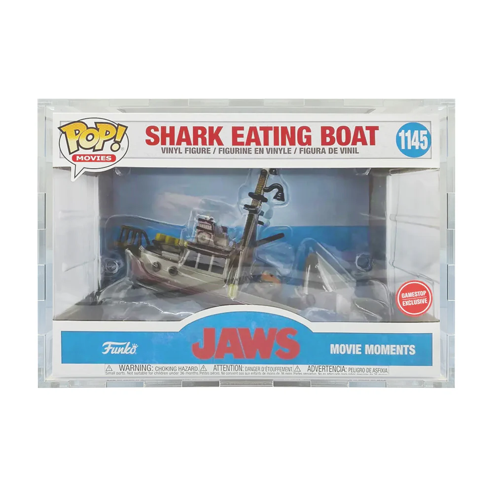 Custom Acrylic Hard Case for POP MOVIE MOMENTS JAWS GS BOAT #1145 Funko Pop Grail Boxes (4.5mm thick) Fits 7.25h x 10.75w x 8d