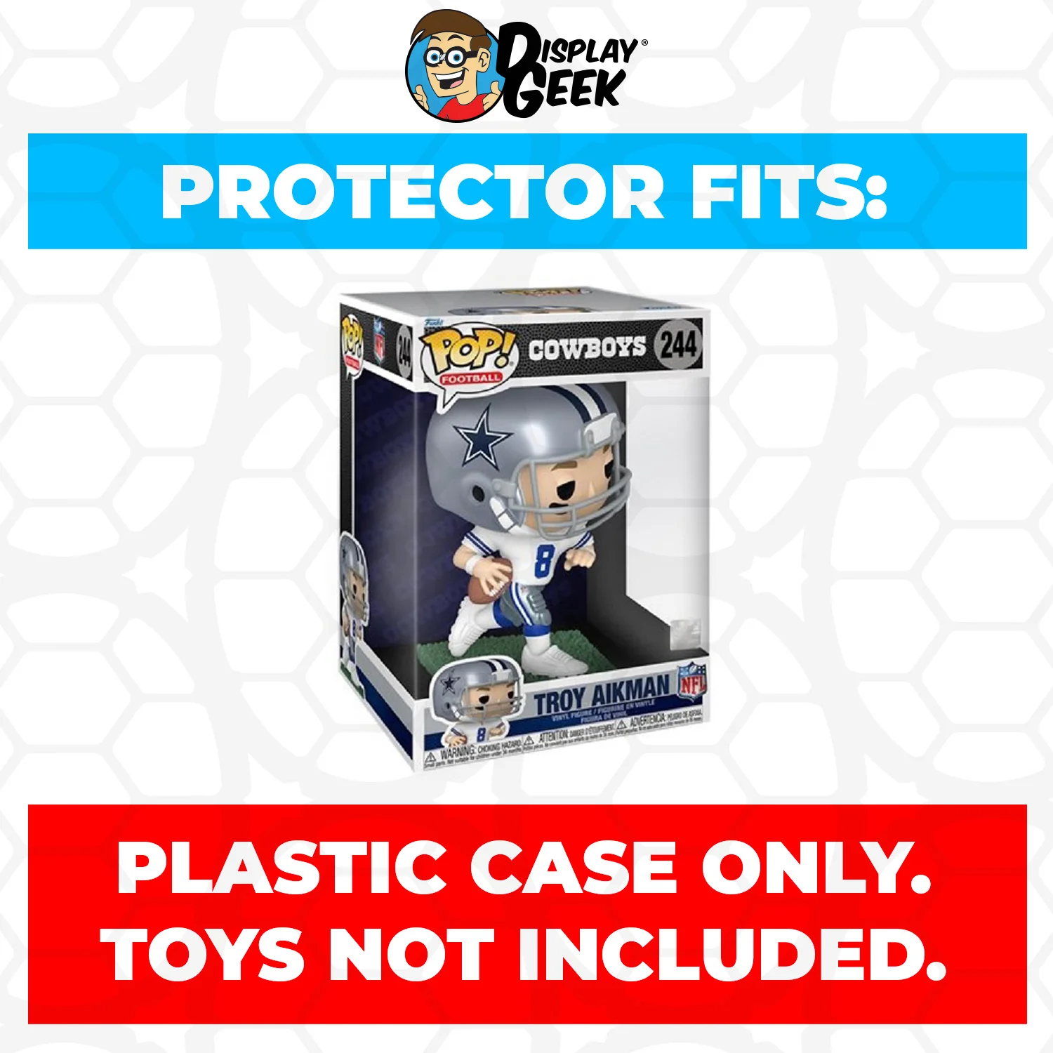 Pop Protector for 10 inch Troy Aikman #244 Jumbo Size Funko Pop - Image 2