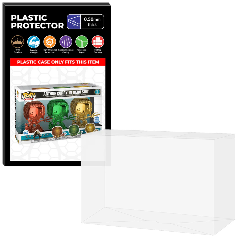 Pop Protector for 3 Pack Aquaman Arthur Curry in Hero Suit Chrome Funko Pop - Image 7