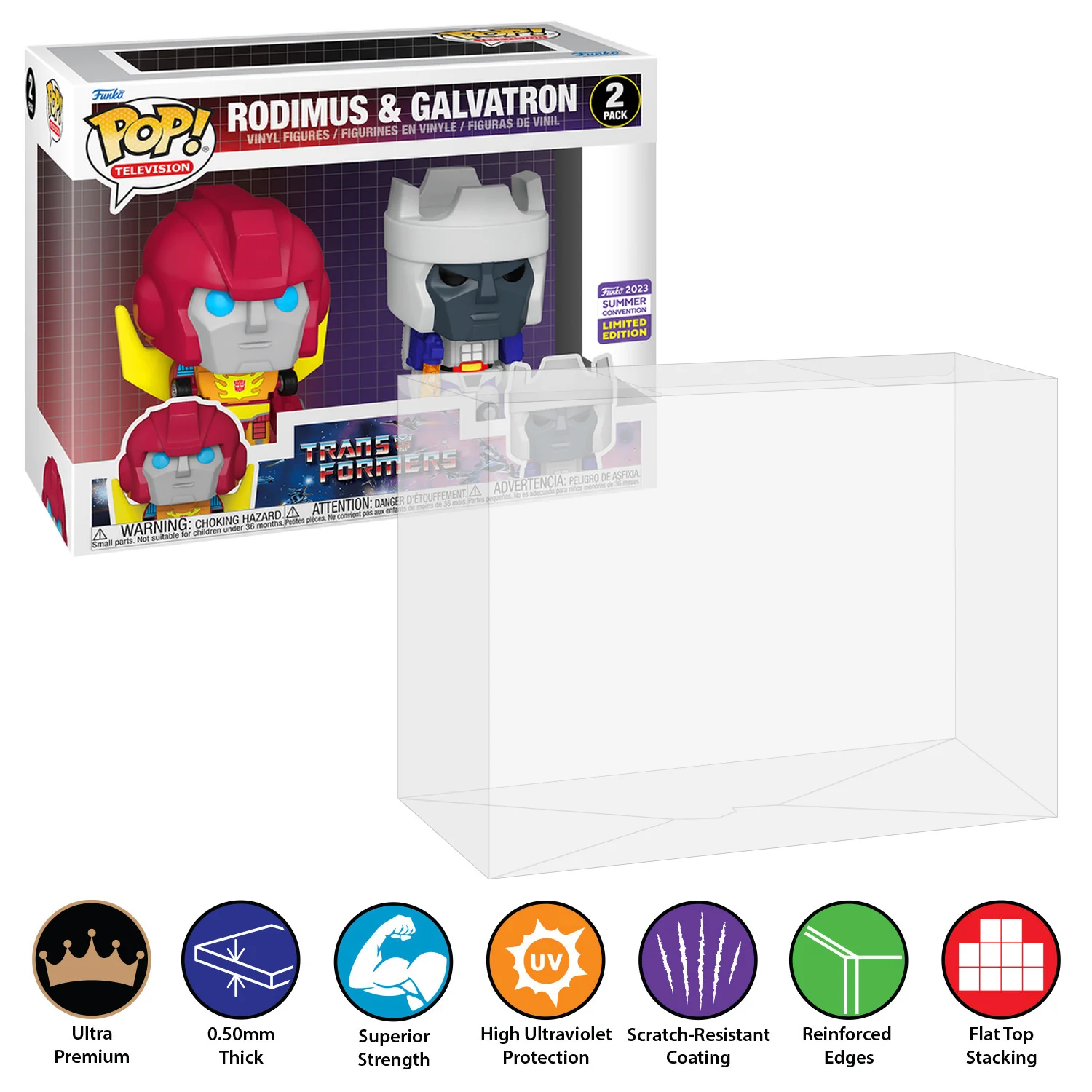 **REPLACED WITH 0.60MM** 2 PACK Pop Protectors for Funko (0.50mm thick, UV & Scratch Resistant) 6.25h x 8w x 3.5d (Tags: A-M) - Image 7