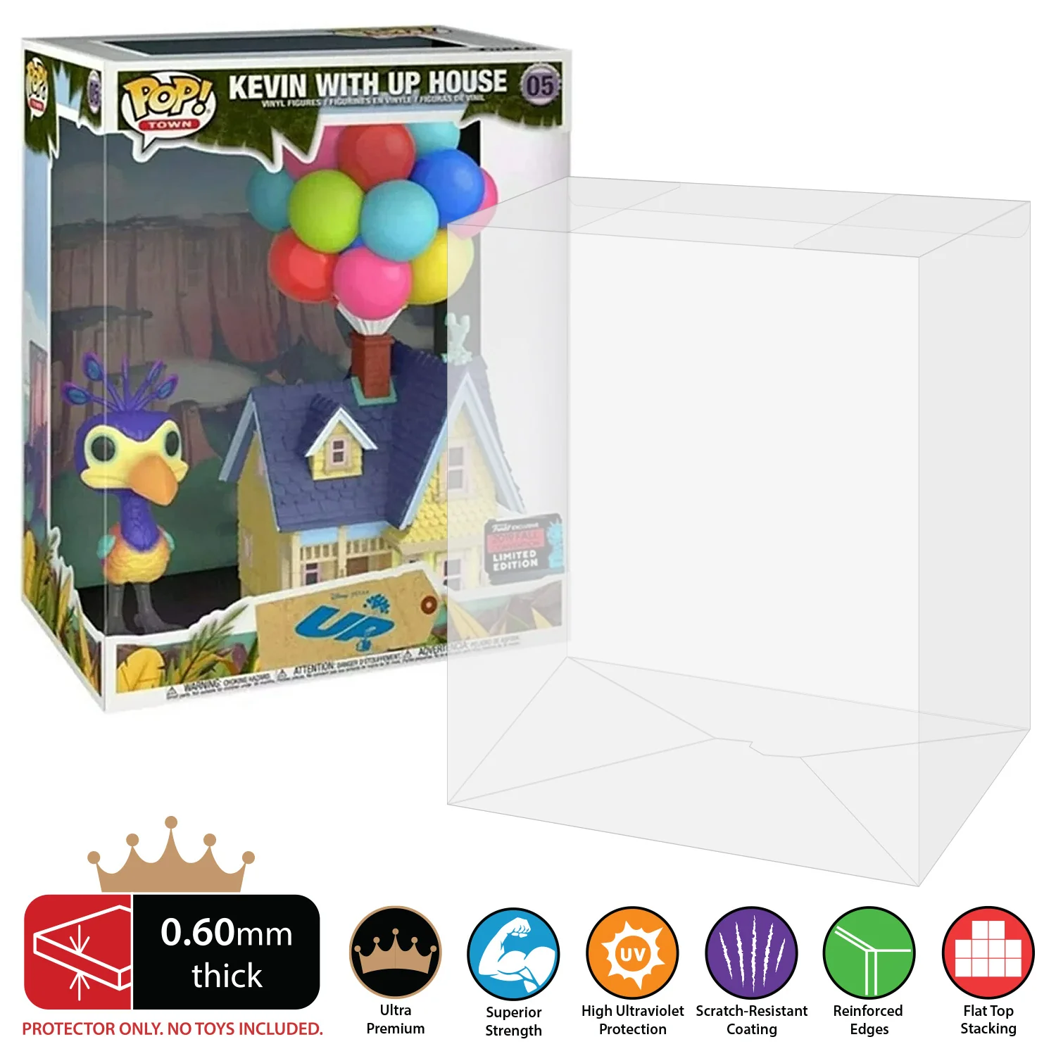POP TOWN KEVIN UP HOUSE #05 Pop Protectors for Funko (0.60mm thick, UV & Scratch Resistant) 13.25h x 10w x 6.375d