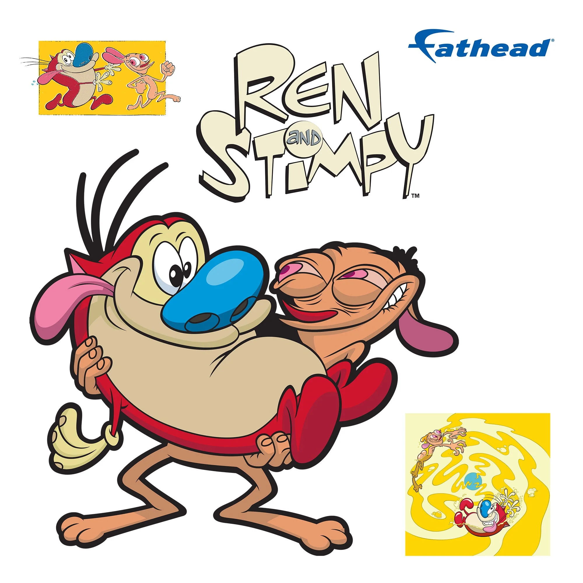 Ren & Stimpy - Ren and Stimpy - RealBig Holding Stimpy Collection - Official Nickelodeon - Reusable Vinyl Wall Decals - Image 3