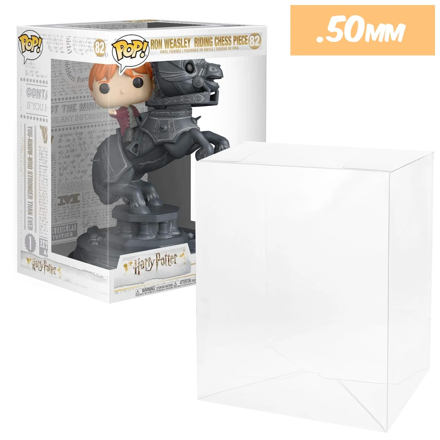 RON RIDING CHESS PIECE Pop Protectors for Funko (0.50mm thick) 10.25h x 7.5w x 6.75d