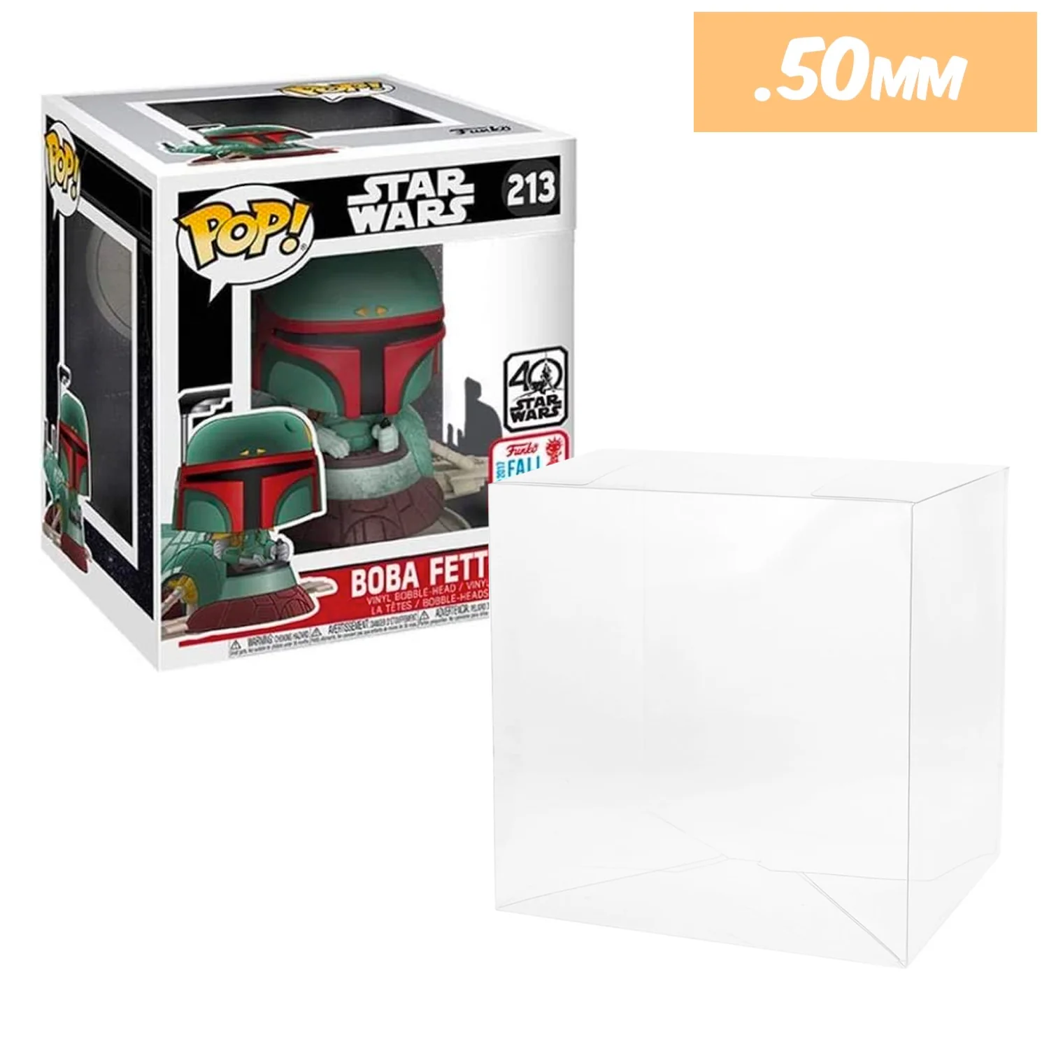 POP RIDES (BOBA FETT) Pop Protectors for Funko (0.50mm thick) 7h x 6w x 6d