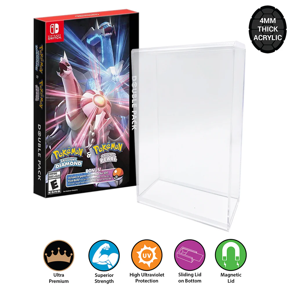 Acrylic Hard Case for NINTENDO SWITCH POKEMON DOUBLE PACK Video Game Box (4mm thick, UV & Slide Bottom)