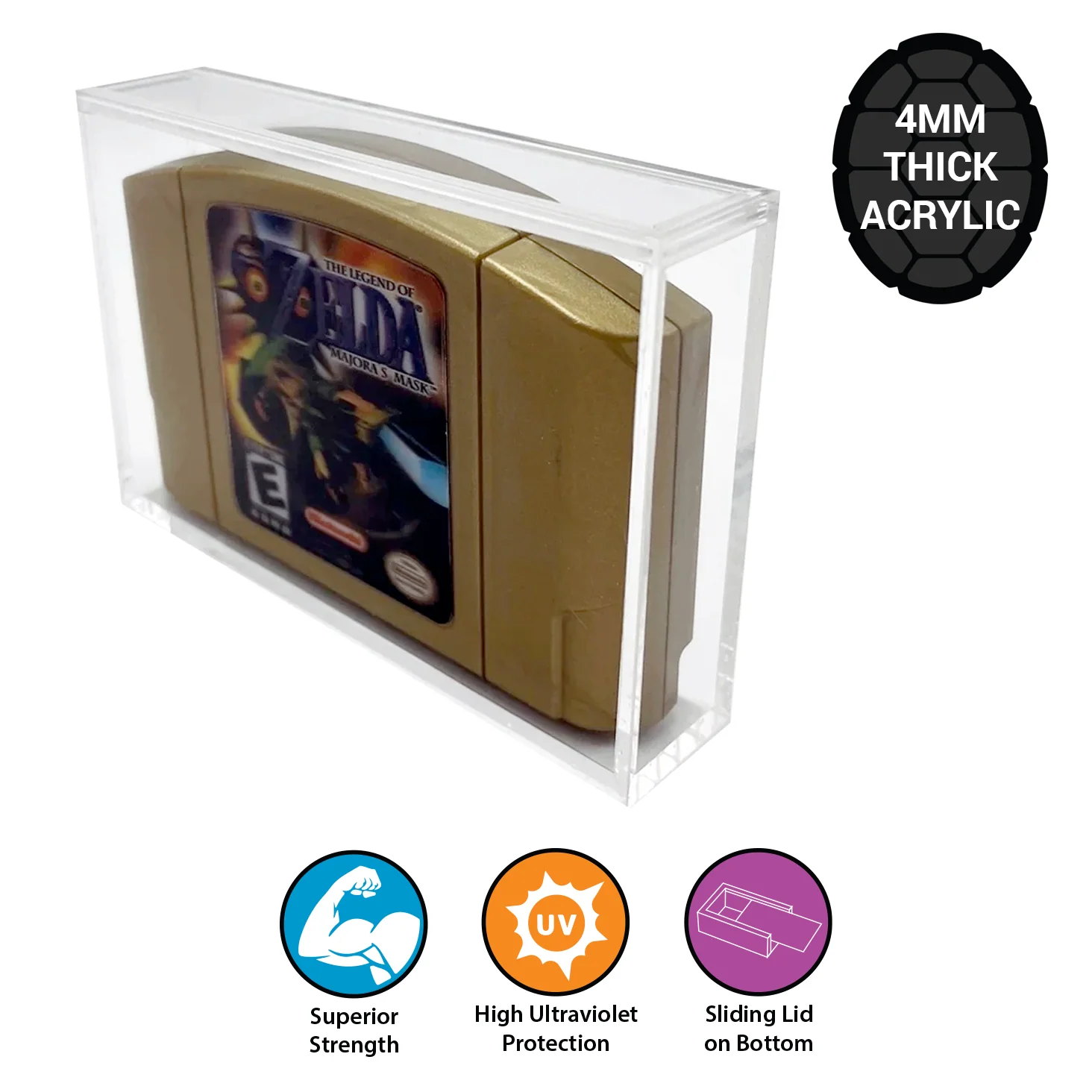Acrylic Hard Case for N64 Video Game Cartridge (4mm thick, UV & Slide Bottom) 3h x 4.5w x 0.7d - Image 10