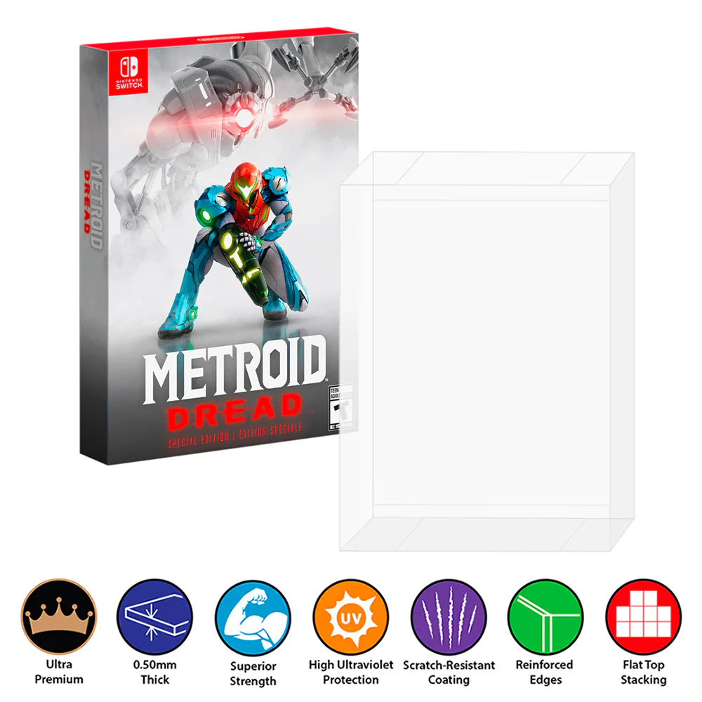 Plastic Protector for SWITCH METROID DREAD SE US ONLY Video Game Box (0.50mm thick, UV & Scratch Resistant)