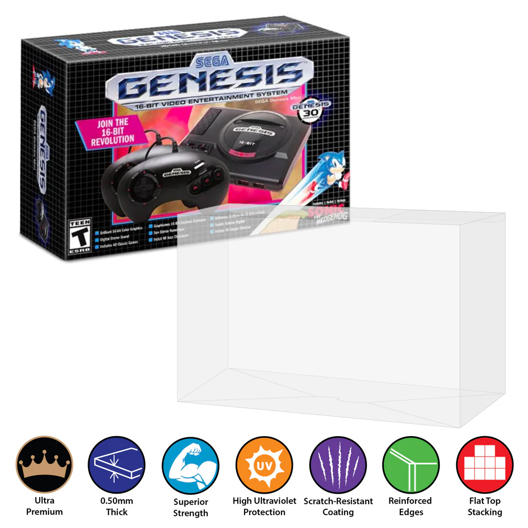 Plastic Protector for SEGA GENESIS MINI Video Game Console Box (0.50mm thick, UV & Scratch Resistant)