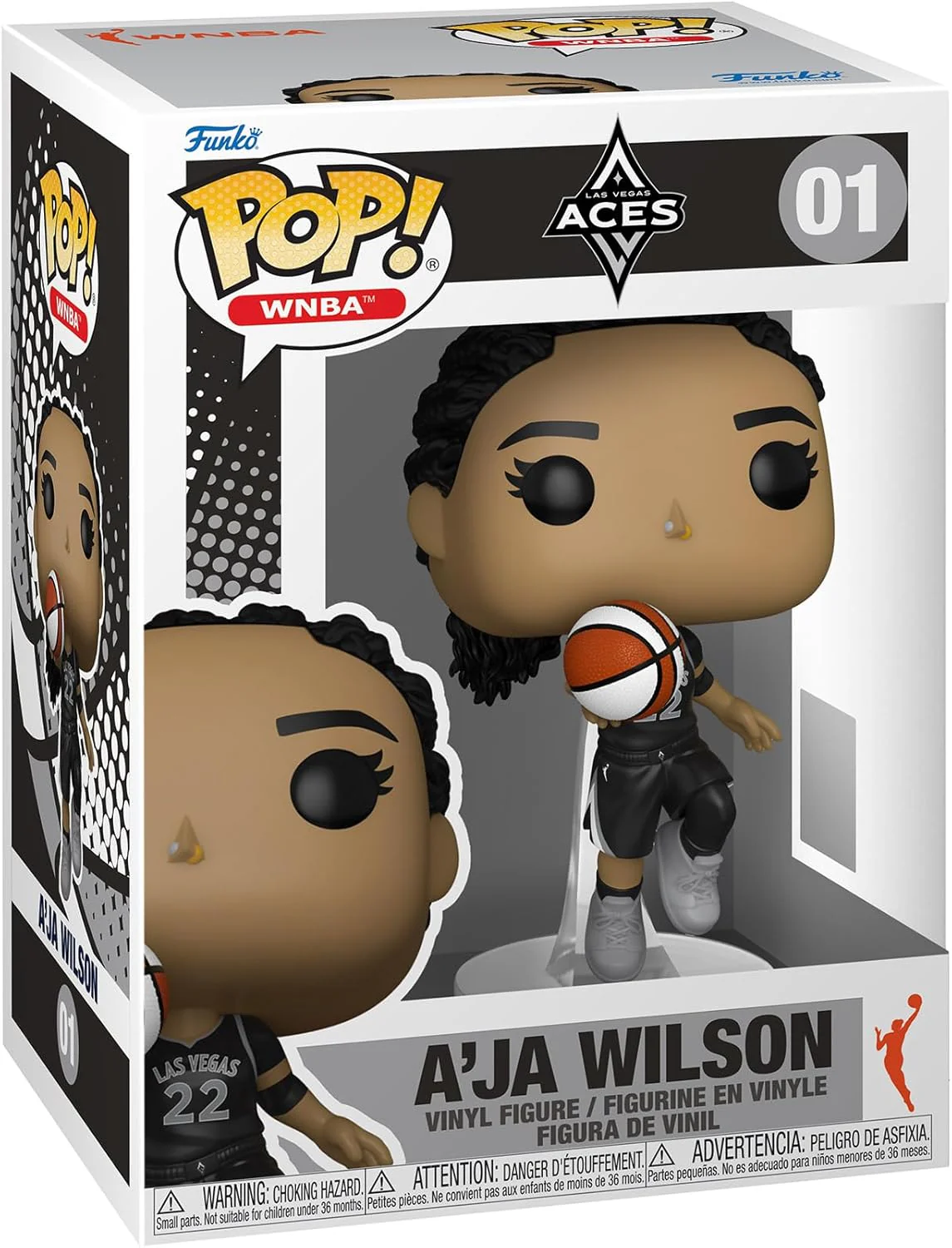 WNBA Aces A'ja Wilson Funko Pop! Vinyl Figure #01 with Funko Protector - Image 2