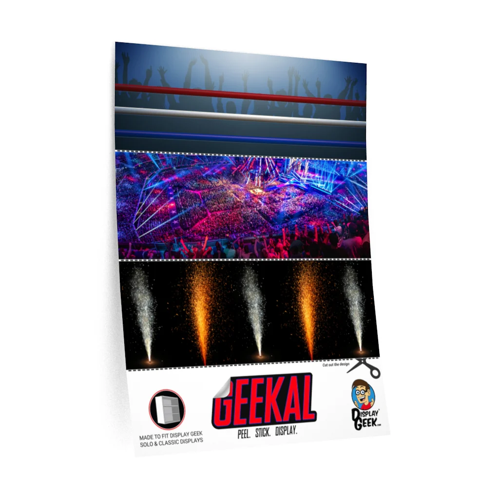 WWE Themed 18 x 6.25 Background Decals for SOLO & CLASSIC Display Geek Shelves